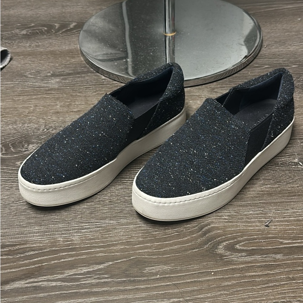 Vince Warren Round toe slip on tweed platform sneaker